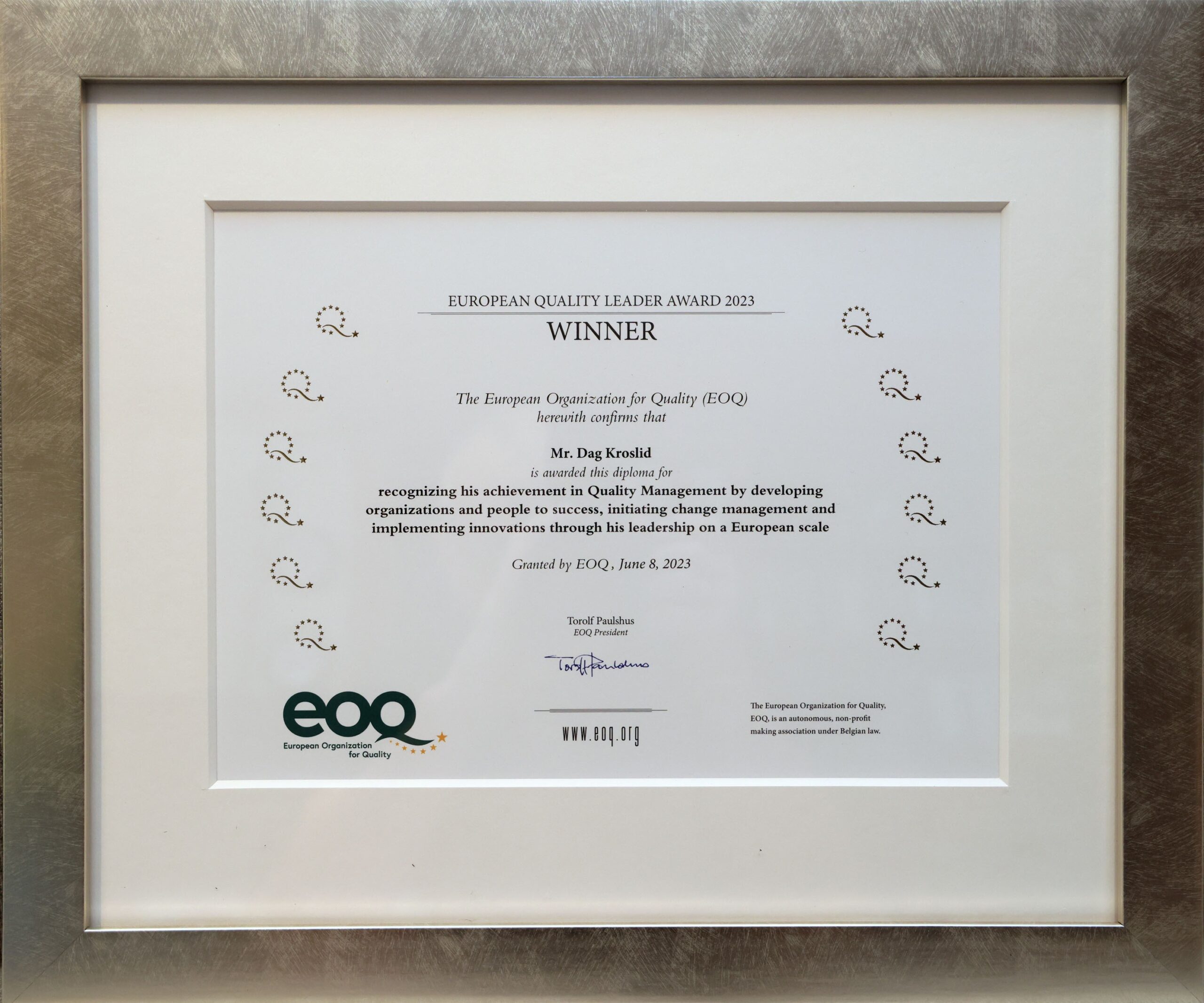 EOQ – European Quality Leader Award 2022 – 2023